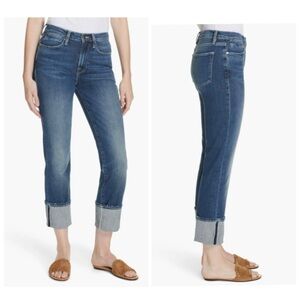 Frame Denim Le High Big Cuff Straight Leg Jeans in Park City Wash Size 25